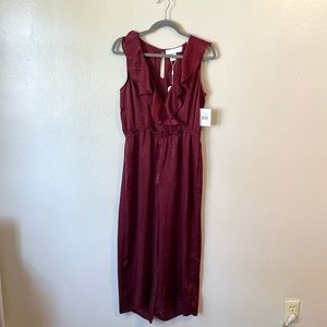 New Superfoxx‎ Red Satin Jumpsuit Ruffle size L